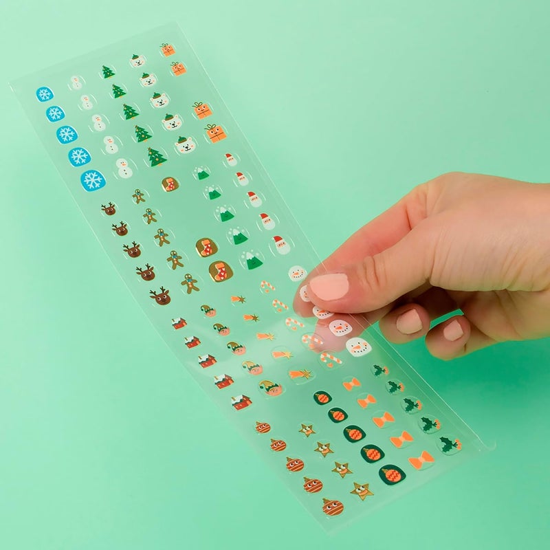 omY Christmas Nail Stickers for Kids - 200 Stickers, Waterproof, Durable, Fun, Creative Designs | Strong Enough to Last Through Hand Washing - Easy to Apply, Safe, Non-Toxic | Age 3 and Up - Image 3